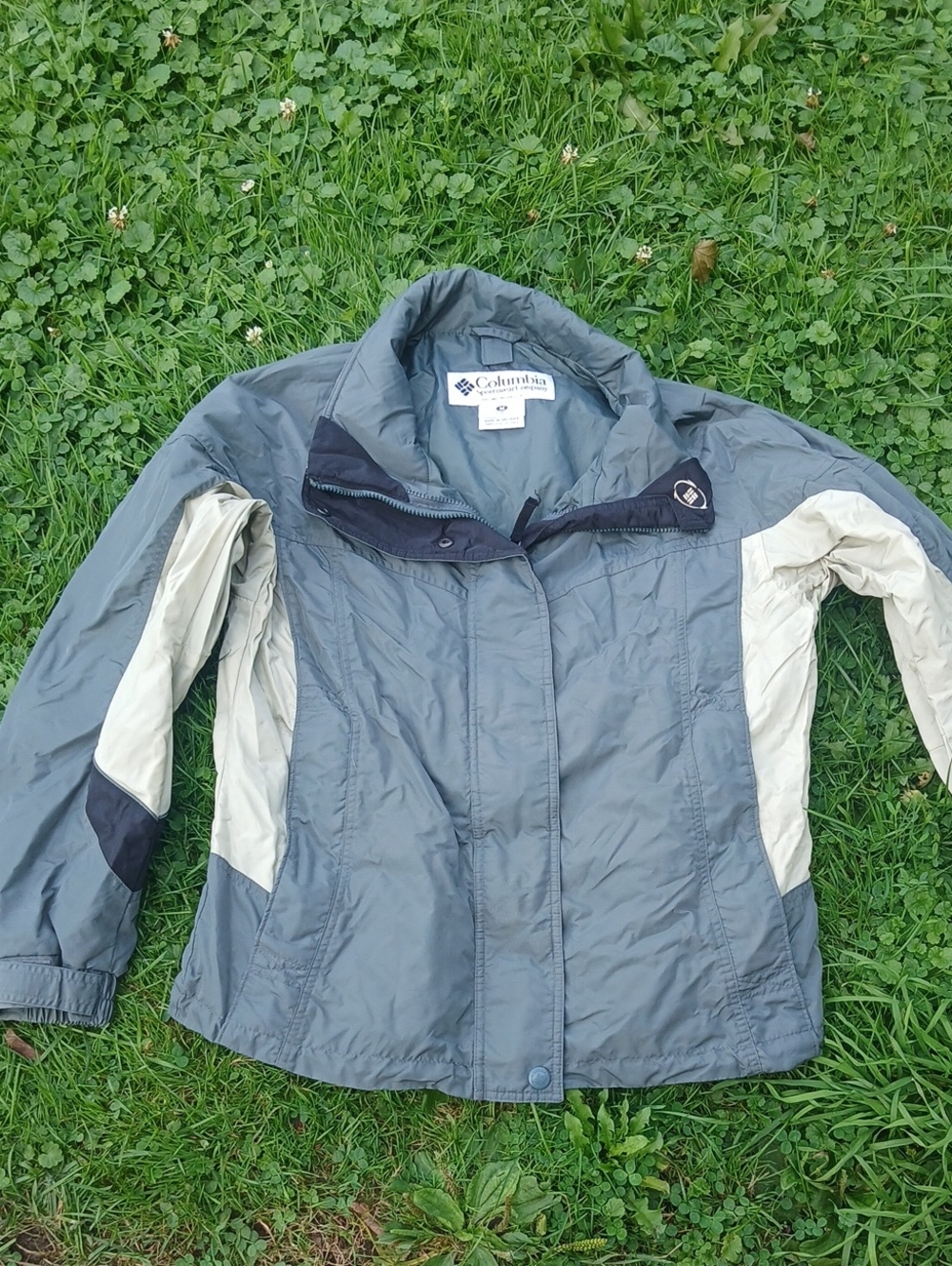 Columbia Titanium Omni Tech Winter Ski Snow Jacket Beige Charcoal Size Small